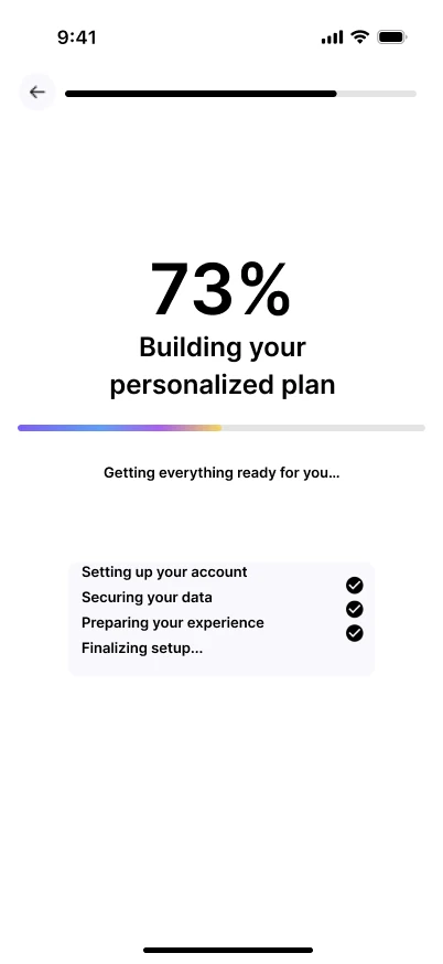 Onboarding: building your personalized plan